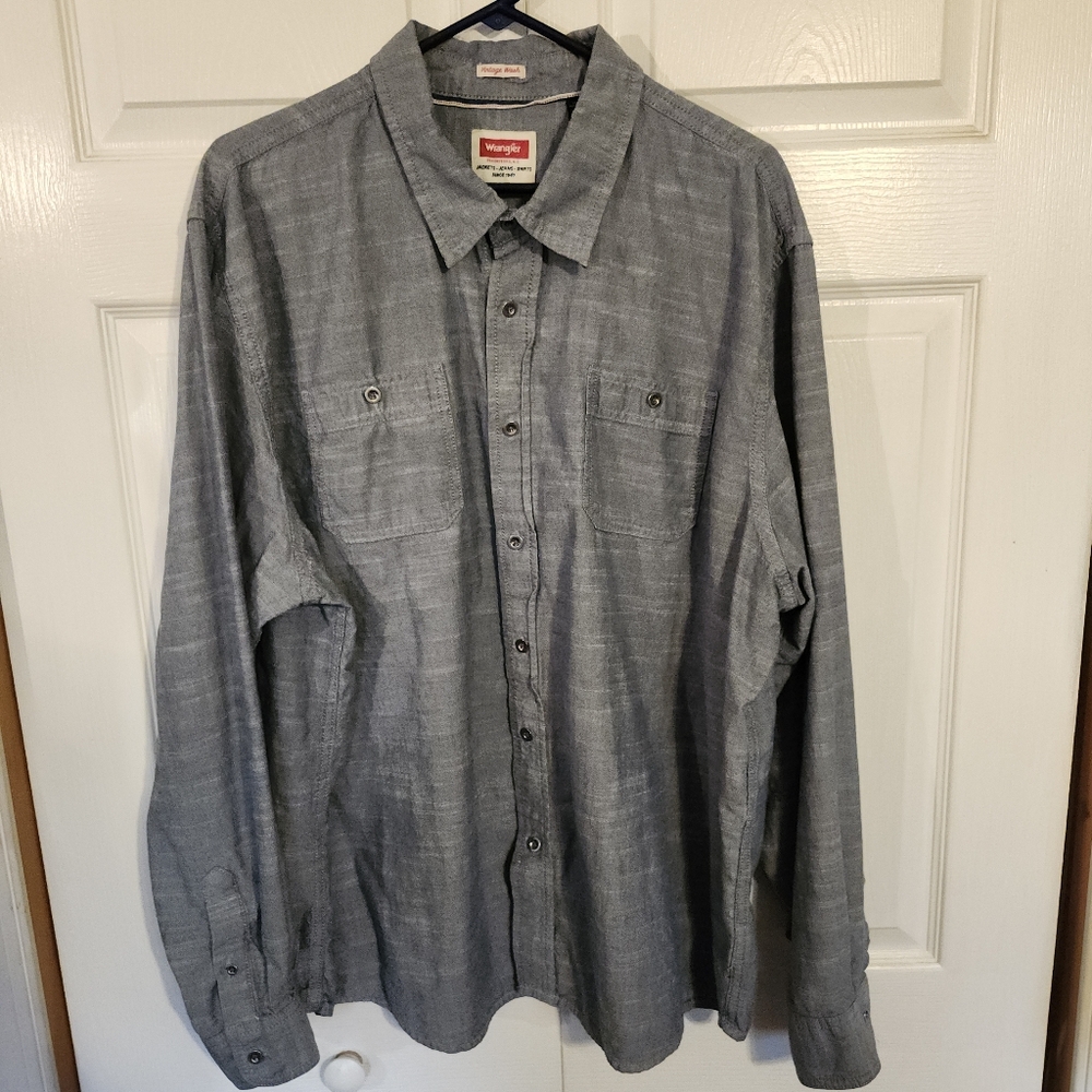 Wrangler JLB8MHL Vintage Wash Metal Button Cotton Denim Shirt Mens Size 3XL